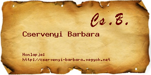 Cservenyi Barbara névjegykártya